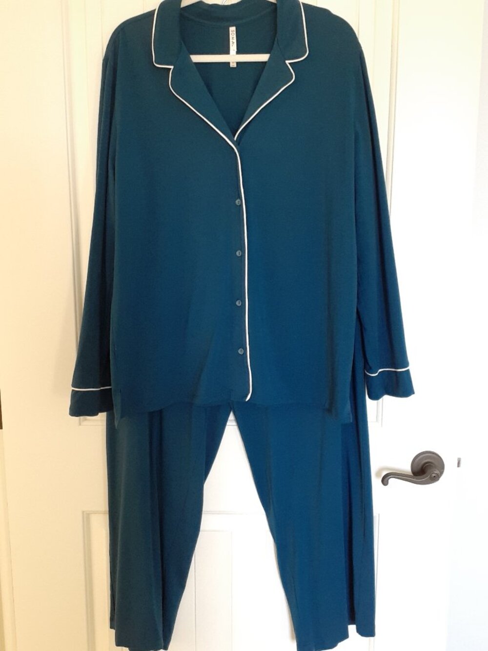 Soma Embraceable Long-Sleeve Pajama Set Teal Size XXL